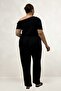 69017 Plus Size Elastic Waist Wrinkled Trousers - Black - 5