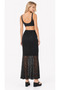 Black Elastic Waist Lined Lace Maxi Skirt - 4