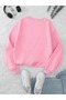 Women's Pink Love Bear Printed Oversize Crew Neck Sweatshirt - 2