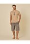 Men Beige T-Shirt And Beige Check Shorts Set