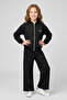 Girl's Glittery+Zippered+Hooded Top and Bottom Set 3-12 Years 12749Ds - 2