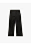 Pocket Detailed Viscose Blended High Waist Wide Leg Fabric Trousers - 4