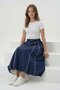 Navy Blue Girl's Basic Balloon Skirt with Stripes on the Sides 24023 - 5