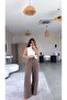 Brown Zr Model Casual Premium Linen Trousers