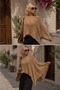 Ibeeka - bohemian chic cinnamon brown sequin detail knit poncho - 3