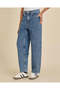 Senior Girls Navy Plain Balloon Fit Jeans
