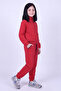 Girl's High Collar Zippered Waist Tie Elastic Leg Sweatpants Set - 4