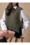 Women's Pearl Detailed Side Tie Crop Knit Sweater
