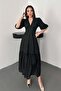 Women's Ecru Ruched Detailed Lace Brode Dress