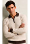 Men's Collar Detailed Long Knitwear Tshirt