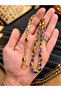 Special Word Written in Special Design on a Wooden Box, Navy Blue Enamel-Embellished Metal Prayer Beads, Gold Design Prayer Beads - 3