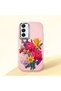 Samsung Galaxy A25 Compatible Case Camera Protector Pink Silicone Couple Phone Case with Floral Pattern
