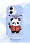 Infinix Smart 9 Compatible Case Camera Protector Blue Silicone Couple Phone Case Panda Pattern - 2