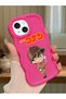 iPhone 15 Plus Compatible Case with Camera Protector Red Silicone Couple Phone Case Conan Pattern