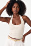Ecru Women's Halter Neck Double Layered Bustier Crop Top