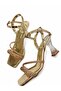Women's Stylish Front Strap Small Stone Embellished Evening Dress Heel Sandals - 2