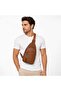 Men's Multi-Use Waterproof Chest Bag with USB Charging Port and Multiple Pockets with Adjustable Strap - Brown