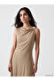Original Draped Collar Gathered Dress - 3