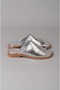 Seç 4099 Genuine Leather Women's Flip Flops (Heel Height:2Cm) Silver - 4