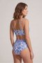 Women's Blue White Floral Pattern High Waist Bikini Set - 6