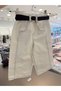Girl's White Wide-Leg Jeans Combination - Black Belted Contrast Stitched Wide-Leg Pants and Printed T-Shirt Set - 4