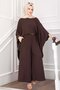 Bat Sleeve Casual Trousers Double Suit Set Brown