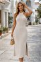 Women's Off-The-Shoulder V-Neck Side Slit Midi Knit Dress - 3