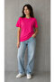 Basic Cotton T-Shirt Crew Neck Solid Color Relaxed Fit T-Shirt - Fuchsia