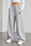 2-Piece Women's Ny Printed Sweatpants (Black-Grey) Oversized Fit Wide Legs - 4
