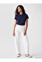 Navy Blue Polo Collar Pique Women's T-Shirt - 2