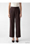 Brown Elastic Waist Carrot Cut Pleated Women's Trousers - 2