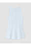 Blue Crew Neck Peplum Blouse - 2