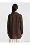 Brown Double-Breasted Collar Women's Shirt Tunic - 4