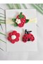 Handmade Strawberry Patterned Newborn Baby Bandana and Buckle Set Cotton String 3-Piece Baby Hair Accessory 3-Piece Special Set (1 Bandana + 2 Baby Buckles) - 5