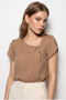 Women's Tan Button Detailed Short Sleeve Comfortable Fit Blouse 60286443 - 2