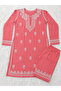 Salmon Pink Chikankari Embroidered Rayon Kurti Set - CHK1002 | Salmon Pink-Size:XL-42-Inches - 3
