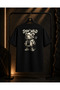 Unisex Stay Wild Bear Back and Front Printed 100% Cotton Oversize Crew Neck Short Sleeve T-Shirt Black