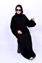 Classic Black Front-Open Abaya with Delicate Vertical Bead & Embroidery Details - 7