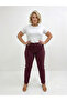 Women's Plus Size Burgundy Linen Denim Jeans Trousers