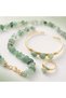Natural Aventurine Stone 3-Piece Women's Jewelry Set – Necklace, 3-Stone Bracelet and Adjustable Ring - 3