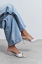 Promise White Polka Dot Patterned Pointed Toe Women's Thin Heeled Slippers - 3