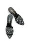 Women's Slippers Heeled Black Satin Polka Dot Pointed New Season F404 - 6