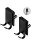 2-Pack Shower Hooks, Double-Sided Shower Glass Towel Racks, Fits Bathroom Walls 5-12mm (Black)