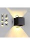 Waterproof IP65 LED Outdoor Wall Lamp, Adjustable Beam Angle Interior Exterior Lighting with Push Button Switch, Black - 2
