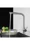 Kitchen faucet, single-handle mixing valve, 360° rotating spout, matte brushed stainless steel. - 3