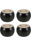 set of four round wooden furniture legs, 5 cm high, suitable for sofas, beds, armchairs, and wardrobes. Comes with screws and tape (black).
