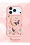 iPhone 17 Pro Compatible Wavy Frame Moon Butterfly and Flower Pattern Silicone Phone Case