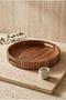 Acacia Wood Round Tray with Handles 35X5.5 cm - Vertical Grooved Coffee and Tea Serving Tray - 5
