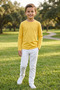 T-Shirt Boys' Basic Yellow T-Shirt Long Sleeve 100% Cotton Crew Neck Unprinted Tshirt (2-13 Years) - 6