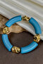 Bamboo Model Pipe Cut Acrylic Resin Crushed Gold Metal Detailed Bracelet